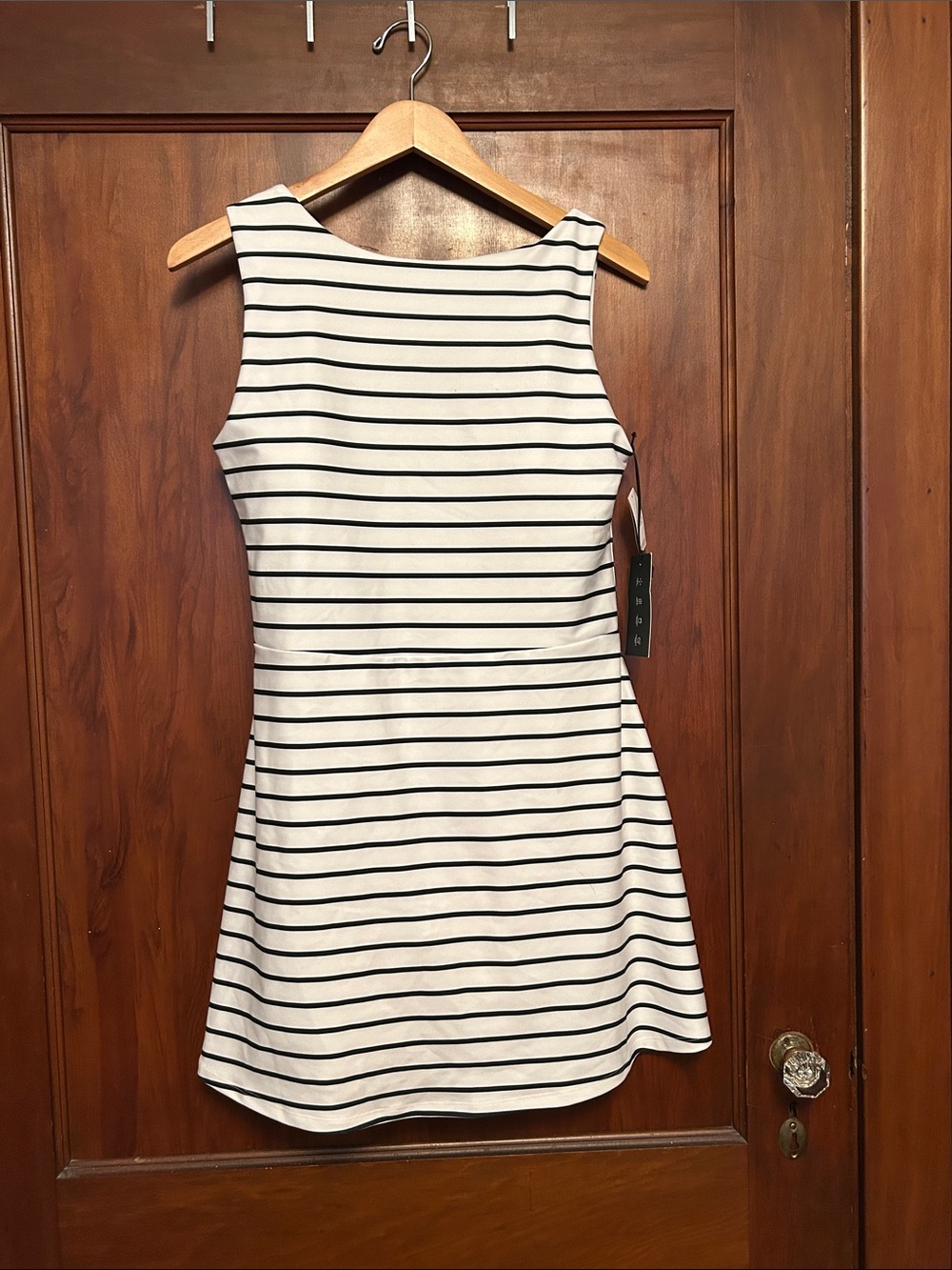 NWT Sleeveless Athletic White Dress with Black Stripes - Abercrombie